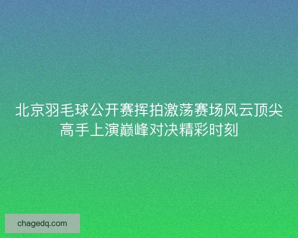 北京羽毛球公开赛挥拍激荡赛场风云顶尖高手上演巅峰对决精彩时刻