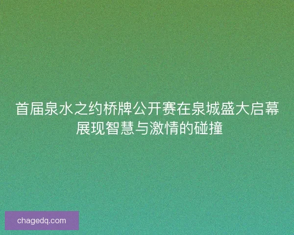 首届泉水之约桥牌公开赛在泉城盛大启幕 展现智慧与激情的碰撞